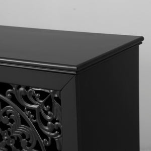 60" Antique Buffet Cabinet with Floral Carvings - Black