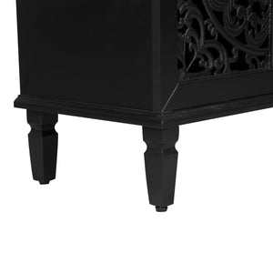 60" Antique Buffet Cabinet with Floral Carvings - Black