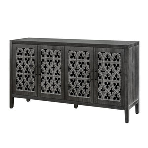 Antique Four Door Sideboard with Hollow Doors - Black Pine Veneer