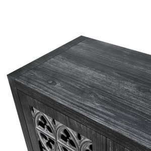 Antique Four Door Sideboard with Hollow Doors - Black Pine Veneer