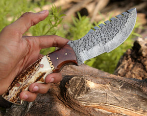 Zeus Tracker Knife with Antler & Rose wood Handle