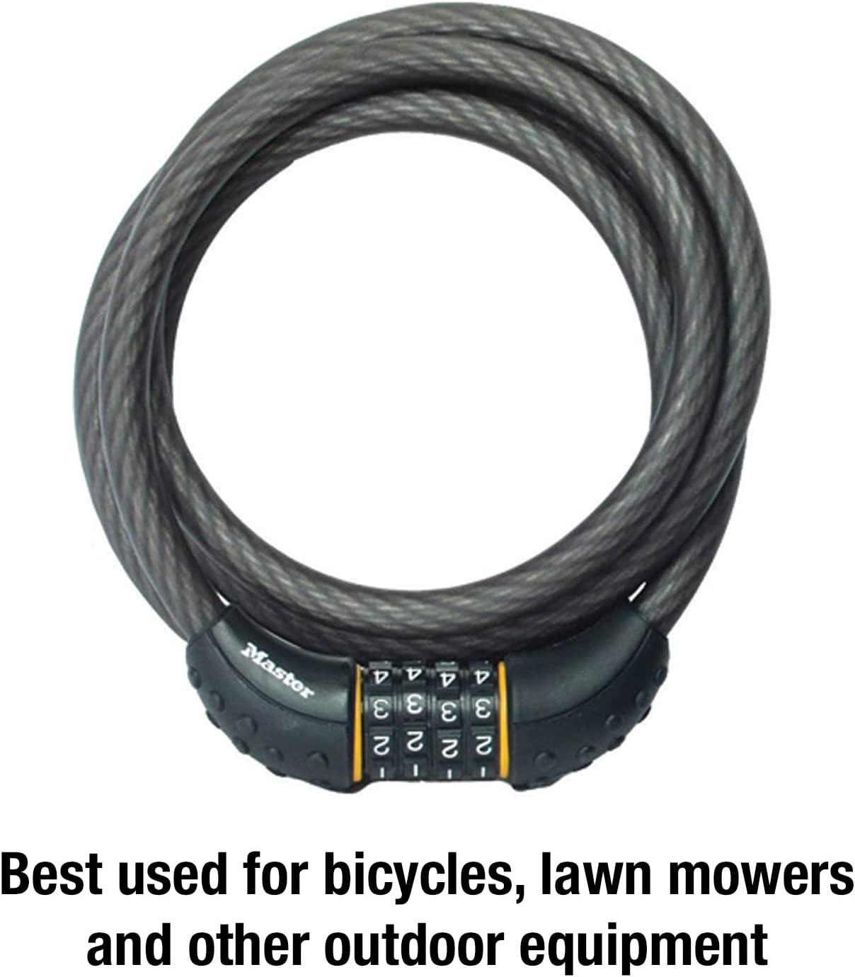 Master Lock© Cable Combination Lock, Set Your Own Combination Bike Lock, 6 ft. Long, 8122D , Black - TRAPSKI, LLC