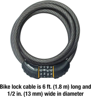 Master Lock© Cable Combination Lock, Set Your Own Combination Bike Lock, 6 ft. Long, 8122D , Black - TRAPSKI