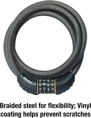 Master Lock© Cable Combination Lock, Set Your Own Combination Bike Lock, 6 ft. Long, 8122D , Black - TRAPSKI